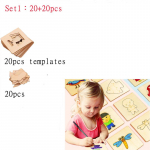100 tk Beebi joonistuslaua m&auml;nguasjad Puidust joonistusm&auml;nguasi Lastele Loomingulised vigurlogod varajased harivad m&auml;nguasjad Set 1（20+20pcs）