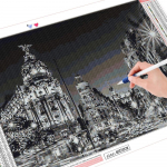 Teemantmaal Mustvalge Linna t&auml;isruudu puurimiskomplekt Teemanttikandid Maastik Mosaiik T&auml;nava sisekujundus Full Round (20X30CM)