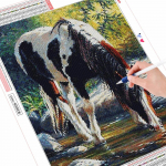 Teemanttikandid Ristpistes hobune t&auml;isnurkne &uuml;mmargune puur Teemantmaaling Loomade mosaiik N&auml;put&ouml;&ouml; Kodukaunistus Full Round (20X30CM)