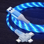 VAORLO 3-&uuml;hes helendav laadimiskaabel 2.1A kiirlaadimisvooluga helendav valgustusega USB-kaabel Samsungi iphone XiaoMi HuaWei jaoks sinine