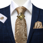 Hi-Tie kuldsed lipsud meestele kaelasidemed Hanky ​​mansetin&ouml;&ouml;bid sulamist lipsur&otilde;ngas Bolo Tie Boutonniere &auml;rikomplekt N-0309 kuld