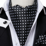 Hi-Tie meeste &auml;rilips Ascot sallid, must t&auml;piline lipsukomplekt meestele taskur&auml;ti mansetin&ouml;&ouml;pide komplekt AS-1020 must