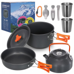 Matkak&ouml;&ouml;gitarvete komplekt Kerge kaasaskantav veekeetja tassid Lusikas kahvlil&otilde;ikur piknikumatkamiseks oranž