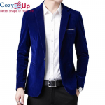 Cozy Up S&uuml;gisene sametist pulmakleit mantel Meeste bleiser jakk Mood vabaaja &uuml;likond jakkLava DJ meeste &auml;ribleiserid Veste kost&uuml;&uuml;m Homme XXXL sinine