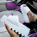 Uued suvised naiste moodsad rannasussid, avatud varbaga platvormiga sandaalid, &uuml;hev&auml;rvilised pl&auml;tud vabaaja sandaalid, suur suurus 35-43 35 valge