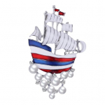 Purjelaev Faux Pearl Rhinestone Inkrusteeritud pross Pin Naiste kleidis&auml;rgi m&auml;rk