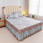 3 tk/komplekt Printsessi stiilis linad Korea Queen-size voodi seelik Prinditud linad Simmonsi kaitsekate 150*200cm
