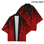 3D kaheksajala prindiga lahtised Jaapani t&auml;navar&otilde;ivad naiste kardigan, meeste Harajuku haori kimono, cosplay tops&auml;rgid Yukata S
