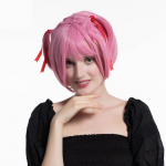 M&auml;ng DDLC Doki Doki Kirjandusklubi Natsuki Parukad Roosa L&uuml;hike Kuumuskindel S&uuml;nteetiline Juuksepidu Cosplay Parukas + Parukav&otilde;rk roosa
