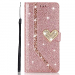 Luksuslik Bling Diamond PU-nahast klapp&uuml;mbris Rhinestone 3D Love Heart Glitter rahakoti kate iPhone'i Samsung Huawei jaoks Samsung S10