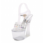 Klaaspuur veekindel platvorm, libisemiskindel naiste kingad paksu p&otilde;hjaga seksikad &uuml;lik&otilde;rge kontsaga naiste sandaalid LFD 34 h&otilde;be