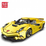 MOLD KING 10018 Loomingulised sportautode ehitamise m&auml;nguasjad poistele Super v&otilde;idus&otilde;iduauto mudel, komplekt klotsid, klotsid, kingitused lastele kollane