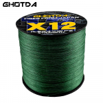 GHOTDA uus X12 Super Strong 500M 12 haruga p&otilde;imitud &otilde;ngen&ouml;&ouml;r, multifilament PE n&ouml;&ouml;r, merevee p&uuml;&uuml;gitarbed 25 30 39 50 65 77 92 120 LB 1.0 roheline