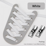 NO.8 4tk Cross Lock Kingapaelad Ilma sidemeteta 8MM laiusega elastsed paelad Tossud Lapsed T&auml;iskasvanutele Ilma lipsuta kingapaela kummipaelad Kingade aksessuaar White