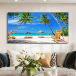 Maastik Rannasild Palmipuu P&auml;ikeseloojang L&otilde;uend Maalimine Plakatid ja tr&uuml;kised Seinakunstipildid Elutoa Kodukaunistus Ilma raamita 20cm&times;40cm NoFrame