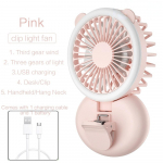 T&auml;itevalgusti ventilaator k&auml;eshoitav rippuv kaela kaasaskantav laadimine loominguline kokkupandav mini-lauaarvuti USB v&auml;ike ventilaator YSL roosa