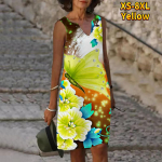 Naiste V-kaelusega suvine helepunane Phoenix lillemustriga kleit vabaaja varrukateta mood vabaaja vabad seksikad kleidid, suur suurus XS-8XL XS sinine