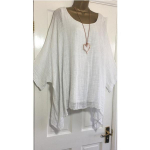 S&uuml;gismoodne Batwing varrukatega, &uuml;hev&auml;rviline, 3/4 varrukatega vaba O-kaelusega naiste pluus 5XL valge