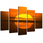 Viieosalise pildiga l&otilde;uenditr&uuml;kk Sunset 100x70 oranž