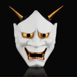 Vintage Jaapani budistlik kurja Oni Noh Hannya mask Halloweeni kost&uuml;&uuml;mide &otilde;udusmask valge