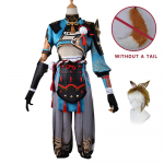 Gorou Cosplay kost&uuml;&uuml;m Gorou Cosplay Kost&uuml;&uuml;m Meeste Blue Fox Boy kost&uuml;&uuml;m Halloween P&uuml;ksid Saba K&otilde;rvad T&auml;iskomplekt L-(Costume+Wig) nagu n&auml;idatud v&auml;rv