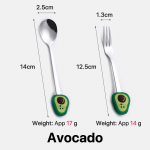 2 TK komplekt Loominguline puuviljakujuline roostevabast terasest lusikakahvliga s&ouml;&ouml;giriistade komplekt koduk&ouml;&ouml;ki ja restorani Avocado