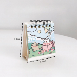 Mini lauakalender V&auml;ike retro-euroopa stiilis lillekalender 2024 Armas kaasaskantav kalender &Uuml;li&otilde;pilaste/kontori lauatarvikud