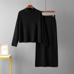 S&uuml;gisene naiste l&otilde;hestatud silmkoeline seelik, uus mood, vaba sviiter, pikad seelikud, 2-osaline komplekt naiste komplektid, elegantsed talvised One Size must