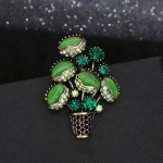 Naiste moe vintage kristallpunased rohelised lillelised prossid naistele Luksuslikud kollase kulla v&auml;rvi opaalsulamist taimsed prossid haakn&otilde;elad roheline