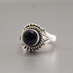 Must On&uuml;ks &Uuml;mmargune Kivi K&auml;sit&ouml;&ouml; Disainer S&otilde;rmus, S&uuml;nnip&auml;eva Kingitus S&otilde;rmus, Bezel S&otilde;rmus, Naiste S&otilde;rmus, 925 Sterling H&otilde;be S&otilde;rmus, Ema Kingitus 6