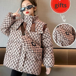 Beebi talvine polsterdatud sulejope Korea stiilis ruuduline puuvillase polsterdatud jope 120cm khaki