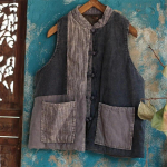 Johnature naiste vanad puuvillased linased vestid, mantlid, v&auml;rvilised taskud, n&ouml;&ouml;bid, pluss puuvillased riided, s&uuml;gisesed naiste vestid One Size tumehall v&auml;rv