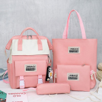 4 tk algkooli neljaosaline seljakott p&otilde;hikooli suure mahutavusega kulumiskindel Oxfordi riidest seljakott, kerge, hingav trendikas ja lahe 14X26X38cm roosa