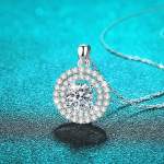 D v&auml;rvi 2CT luksuslik moissanite kaelakee naistele klassikaline &uuml;mmargune s&auml;delev t&uuml;drukute ripats Sterling h&otilde;be 925 j&otilde;ulukink