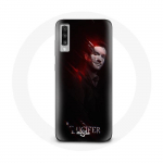 Samsung Galaxy A70 Luciferi seeria &uuml;mbris mustal taustal