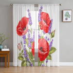 Lavendel ja mooni&otilde;ied t&uuml;ll L&auml;bipaistvad kardinad elutuppa Magamistoa K&ouml;&ouml;gikaunistus Voile Organza kardinad 135W x 114H(cm)