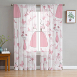 Kleit Kingad Riided Roosa Moodne tr&uuml;kitud t&uuml;llkardinad Magamistoa R&otilde;du Akende Sisustus Loominguline Mood Kodu L&auml;bipaistev kardin 135W x 114H(cm)