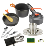 Amazon Outdoor Camping Teekannu komplekt Kaasaskantav piknikuk&ouml;&ouml;gin&otilde;u plaat Combo matkapott oranž