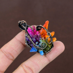 Natural Rough Multi Tourmaline Handmade Copper Wire Wrap Pendant 1.97 s4b90