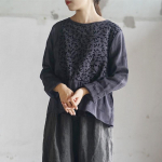 Johnature naiste vintage Patchwork flokeerivad T-s&auml;rgid O-kaelusega pikkade varrukatega puuvillasegu kevadised ebaregulaarsed lahtised T-s&auml;rgid L tumesinine v&auml;rv