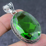 Natural Peridot Gemstone Handmade 925 Sterling Silver Jewelry Pendant 2.17 g2y03