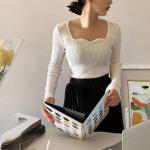 Kootud pulloverid Naiste Vintage Solid Kampsunid S&uuml;gistalv Korea Elegantne &Otilde;huke Kudumid Ruudukrae K&otilde;ik Sobivad džemprid Uus S roheline