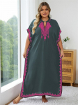 EDOLYNSA Hall Naiste Kaftan Pikk Suur Suurus Kleit Tume Roosa Tikand Majakleit Stiilne Koduriietus Ujumisriiete Kattekleit Kerge Lounge Riie Q1545 One Size hall
