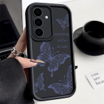 &Uuml;hev&auml;rviline Butterfly Silikoonkest Samsung S24 S23 S22 Ultra S21 S20 Fe A14 A34 A15 A35 A52 A53 A54 5g A55 p&otilde;rutuskindel pehme korpuse kate Samsung S24 must