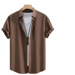 Cozy Up meeste l&uuml;hikeste varrukatega kleit-s&auml;rk, tavaline istuvus Poplin Solid S pruun