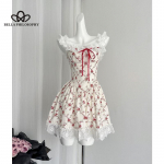 Magus lillelise disainiga suvekleit Naiste elegantne sling T&auml;iuslik n&auml;itus teie esimese armastuse v&auml;limusega kleit S valge