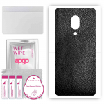 apgo Protective Skin Sticker for the back compatible with Lenovo Z5 Pro, Wrap Film, Foil, Vinyl - Pattern Black Leather