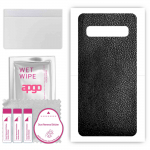 apgo Protective Skin Sticker for the back compatible with Samsung Galaxy S10 5G, Wrap Film, Foil, Vinyl - Pattern Black Leather