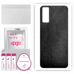 apgo Protective Skin Sticker for the back compatible with Vivo Y20 2021, Wrap Film, Foil, Vinyl - Pattern Black Leather