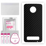 apgo Protective Skin Sticker for the back compatible with Motorola Moto Z3 Play, Wrap Film, Foil, Vinyl - Pattern Carbon Black